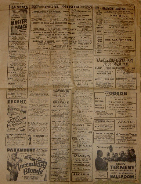 1945 Evening Times Cinema Adverts
